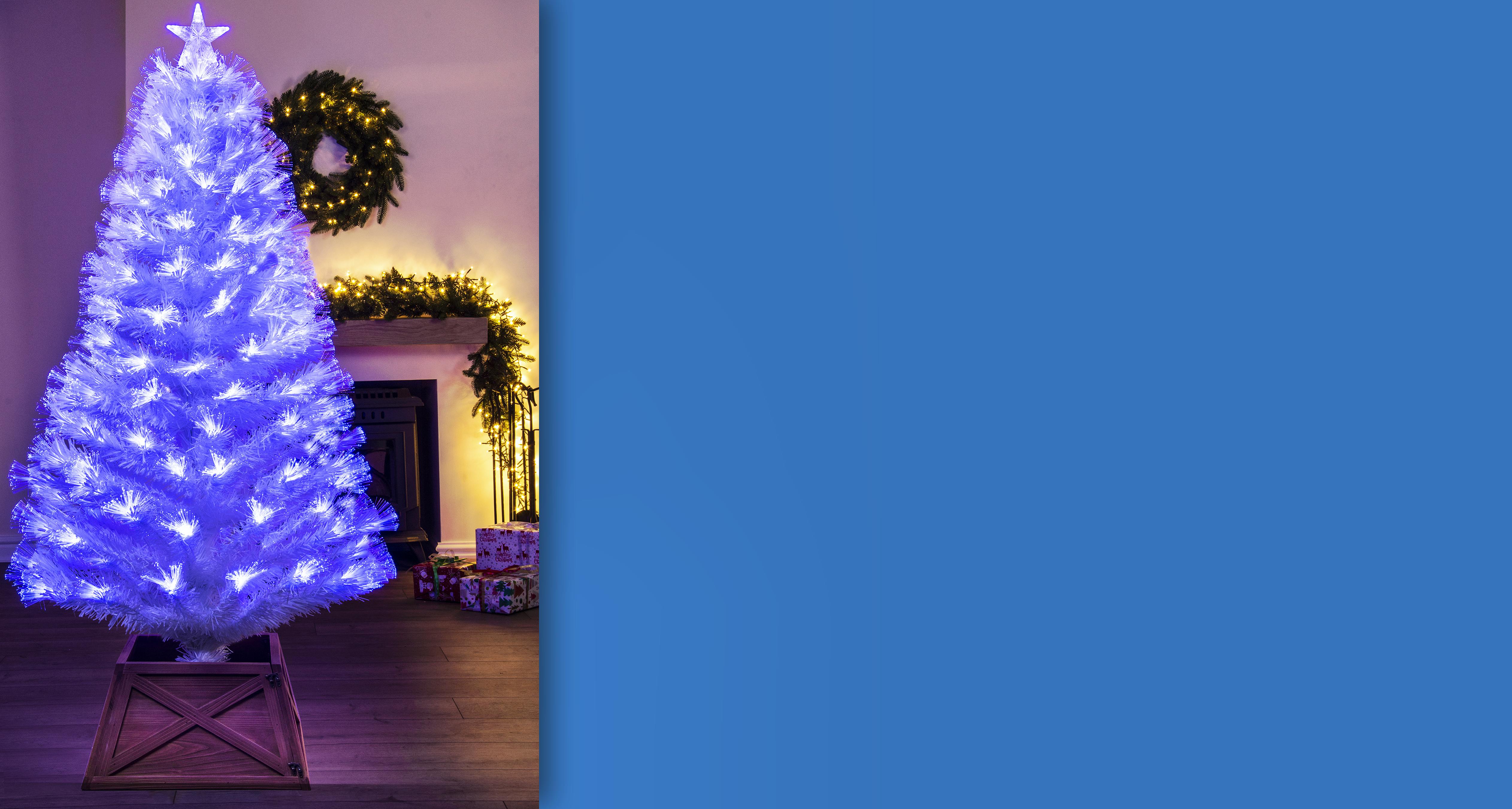 The 5ft White Blue Ripple Effect Fibre Optic Tree