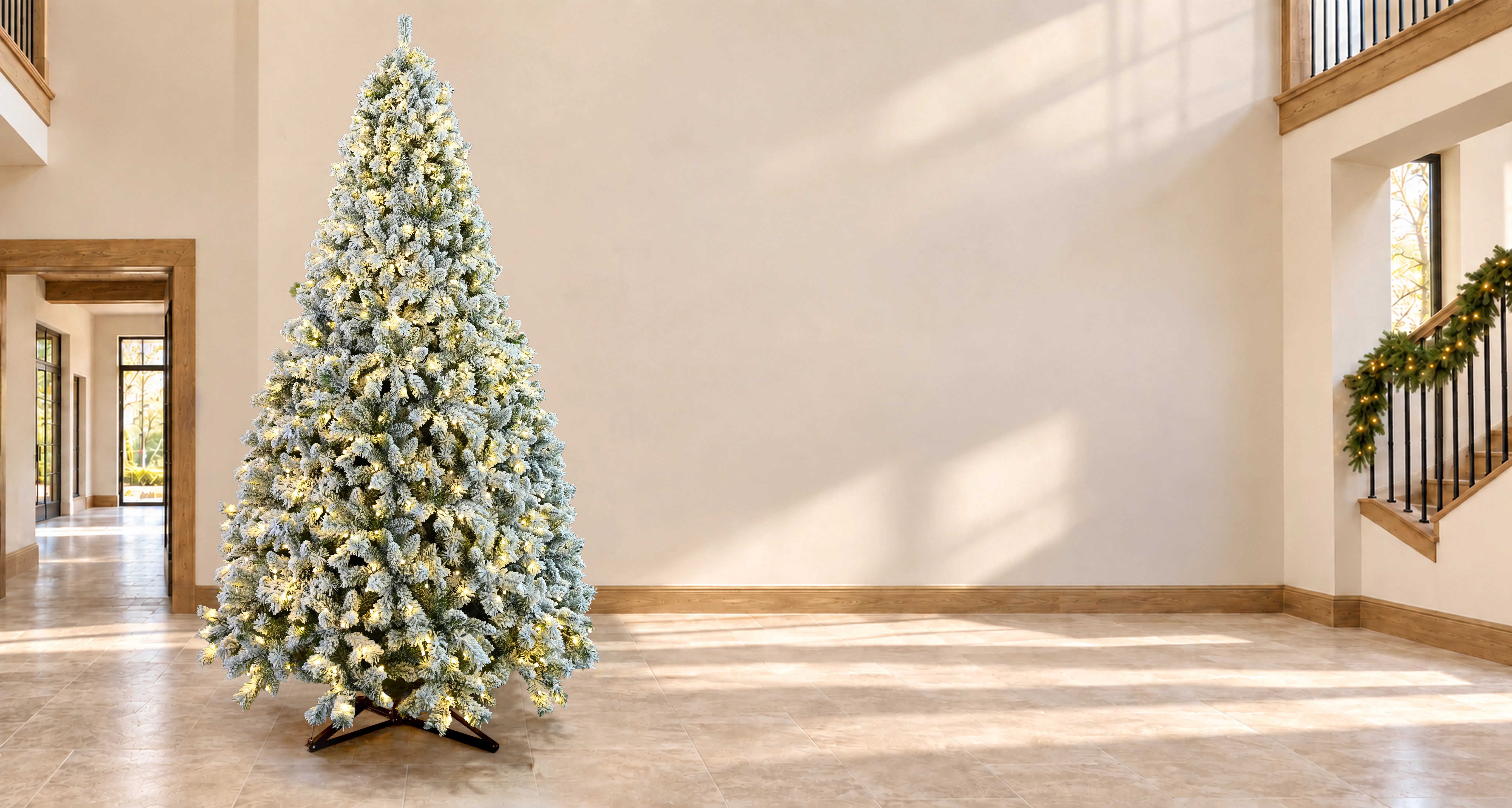 The Pre-lit Flocked Ironwood Fir Tree - Dual Colour LEDs (7ft to 15ft)