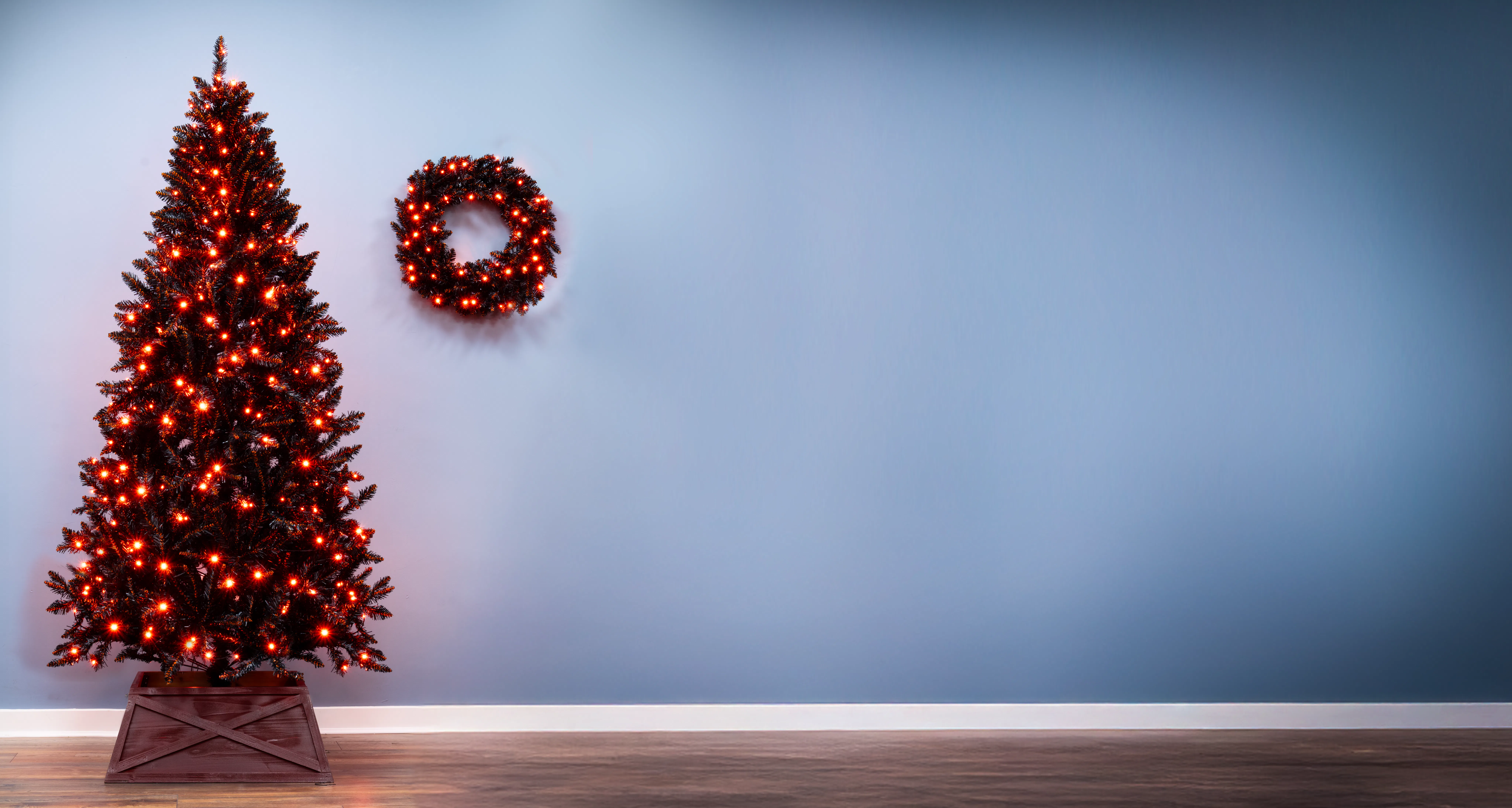 The 7ft Pre-lit Hallowshade Fir Tree - Orange Lights