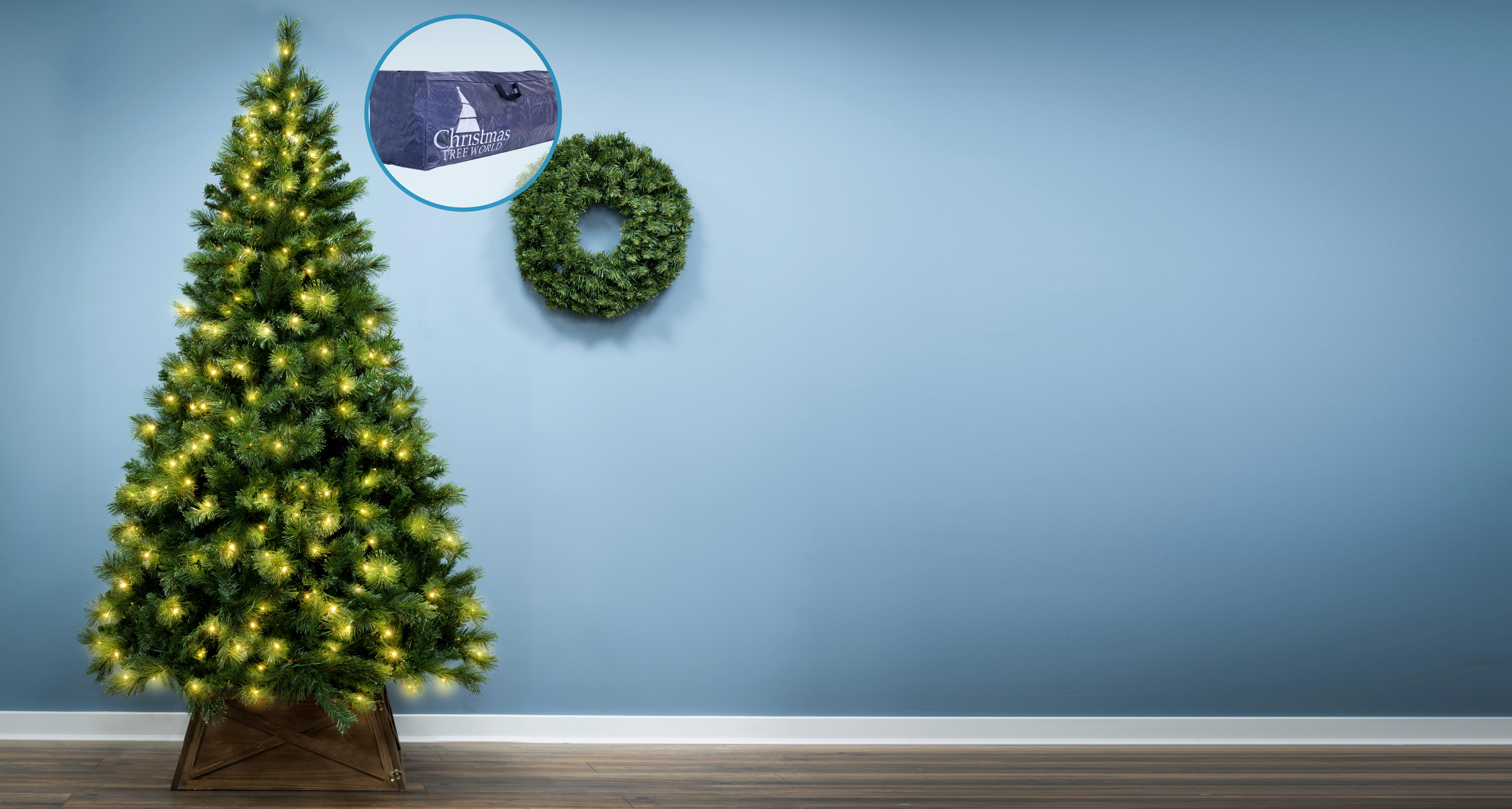 The 7ft Pre-lit Majestic Dew Pine Tree and Bag Bundle