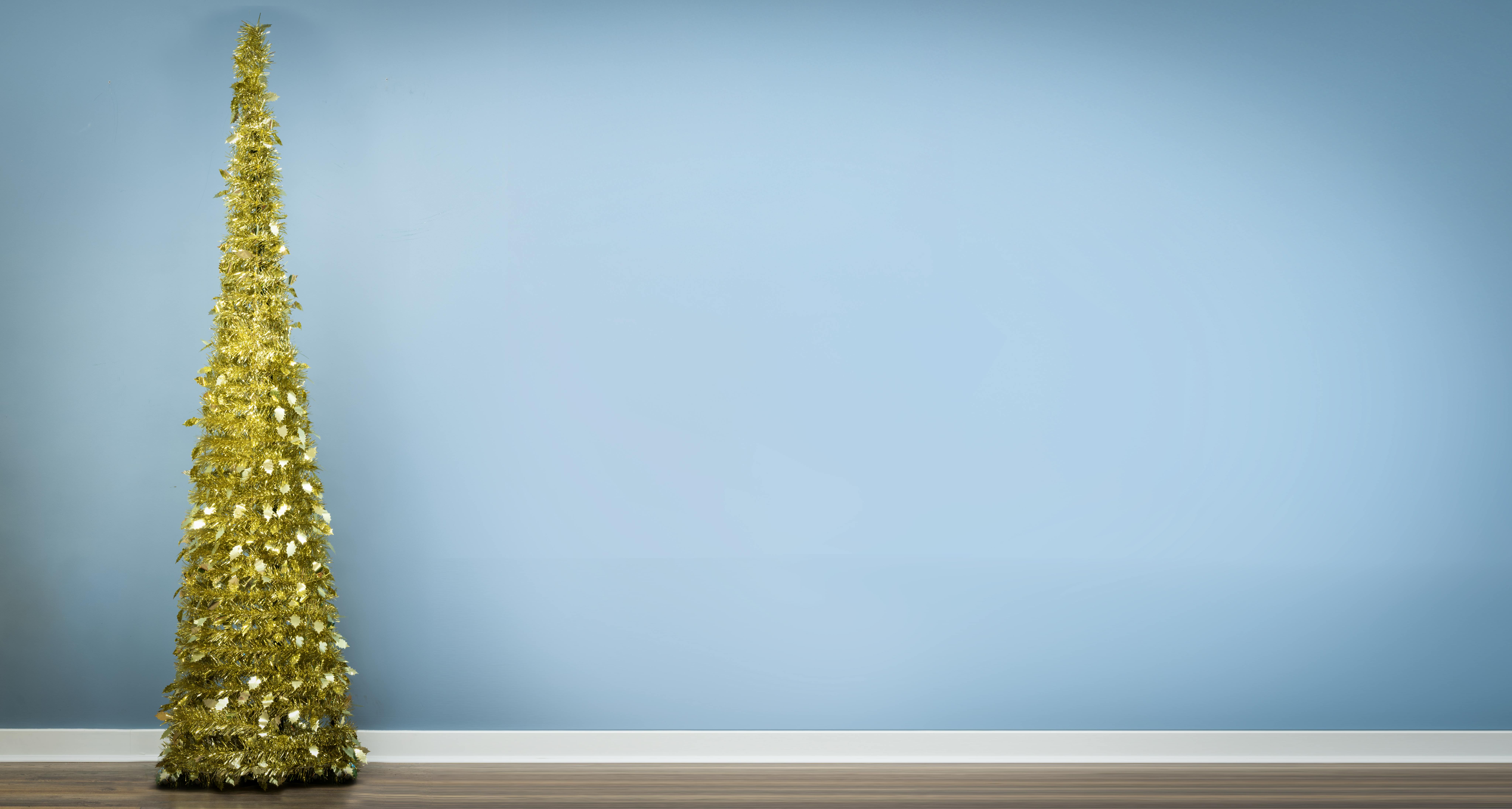 The 5ft Slim Gold Tinsel Pop Up Christmas Tree