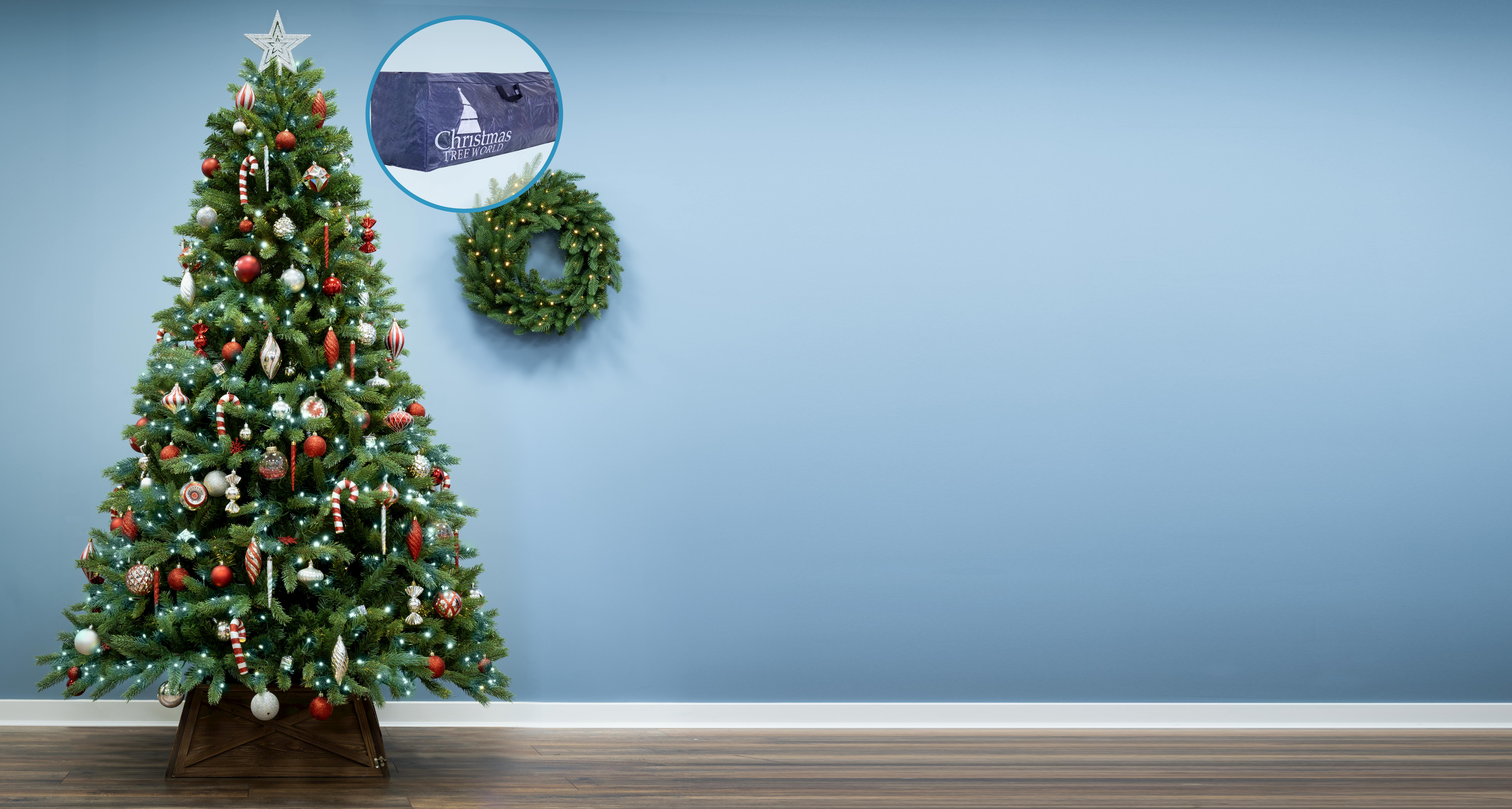 The 7ft Ultra Devonshire Fir Pre-lit with Warm White/White Colour and Bag Bundle