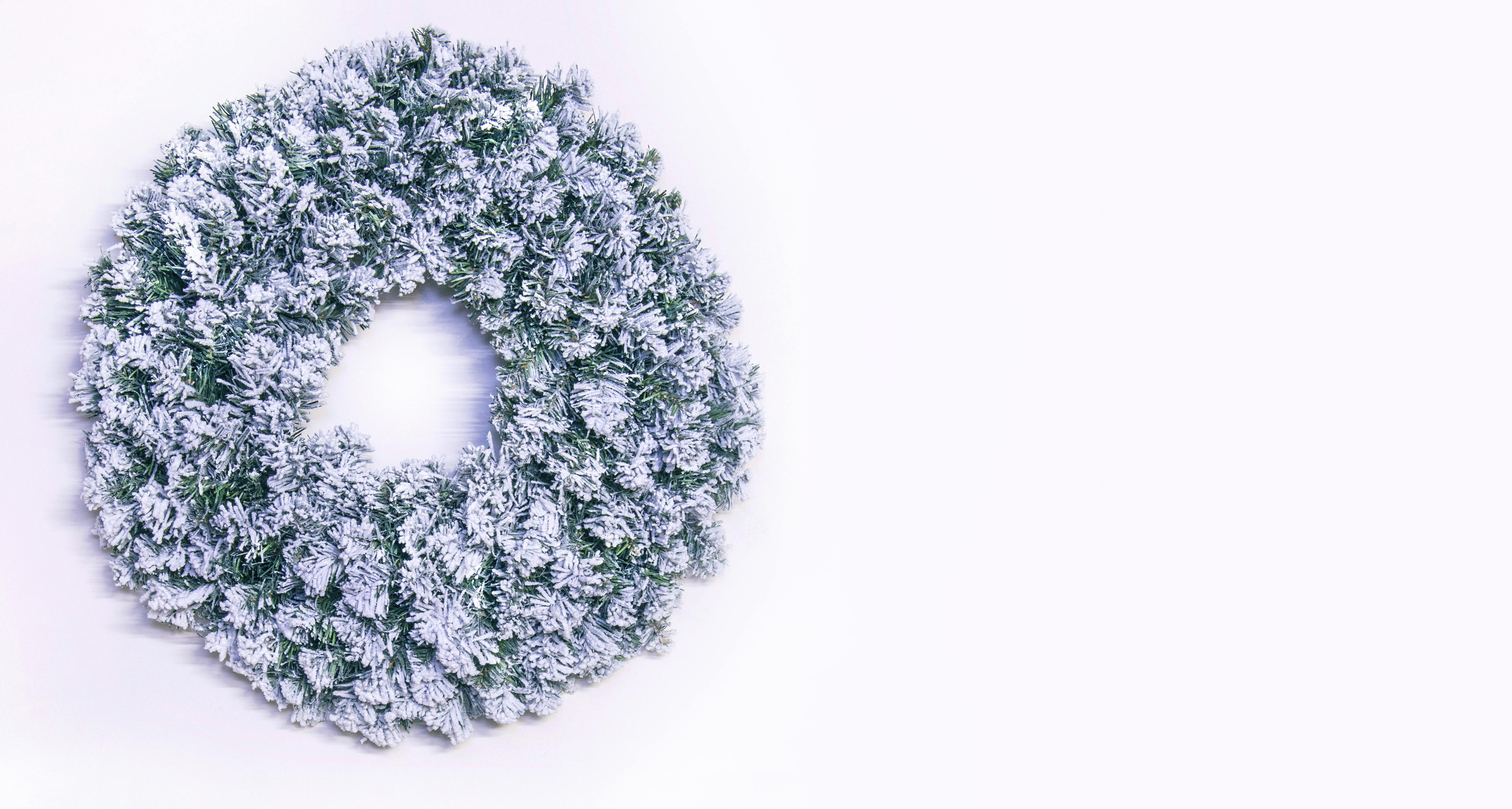 60cm Flocked Extra Wide Arbor Vitae Wreath