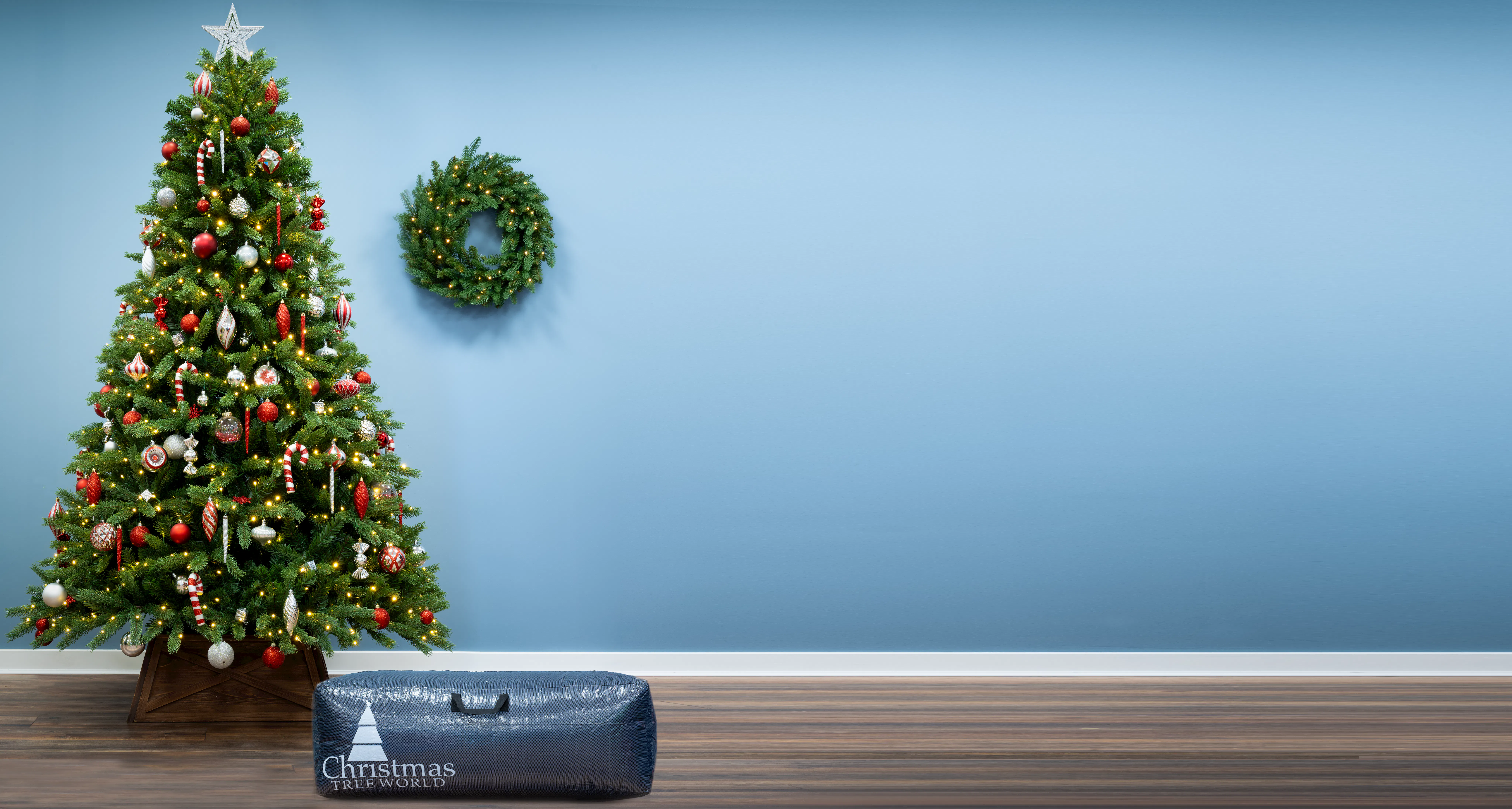 The 7ft Ultra Devonshire Fir Pre-lit with Warm White/Multicoloured Colour and Bag Bundle