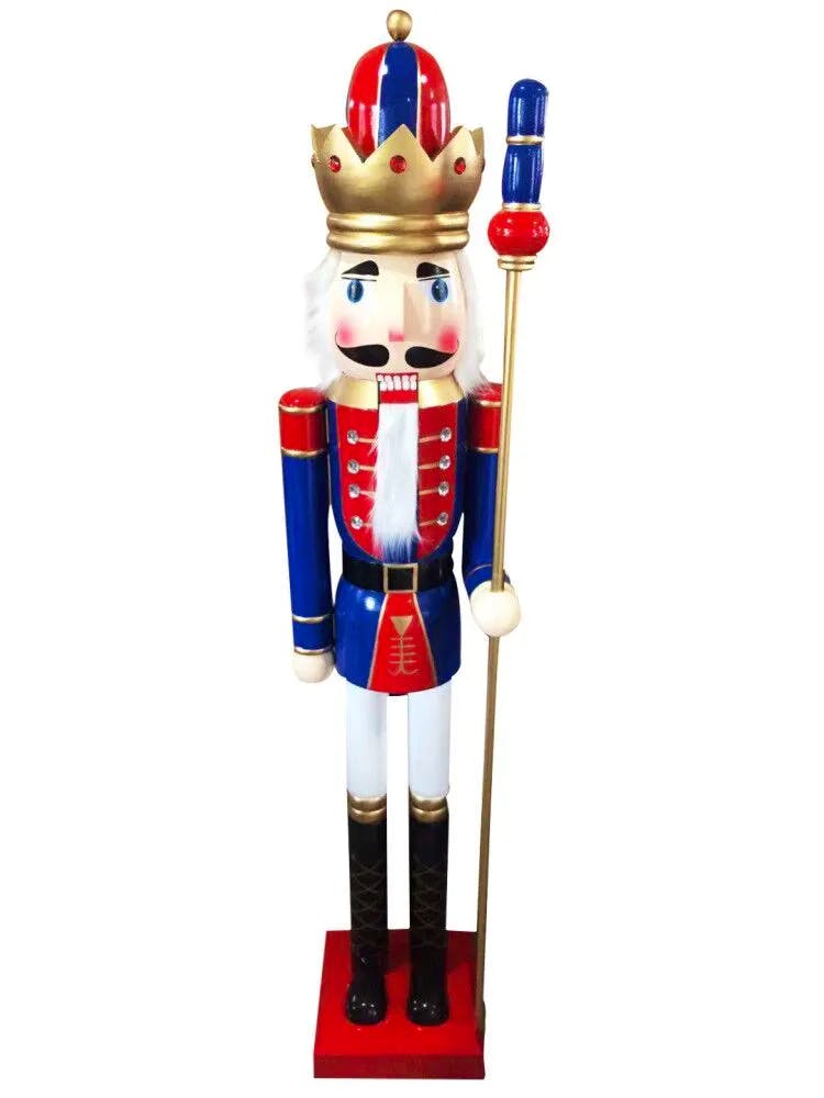 150cm Blue & Red Coat Nutcracker with Crown & Sceptre