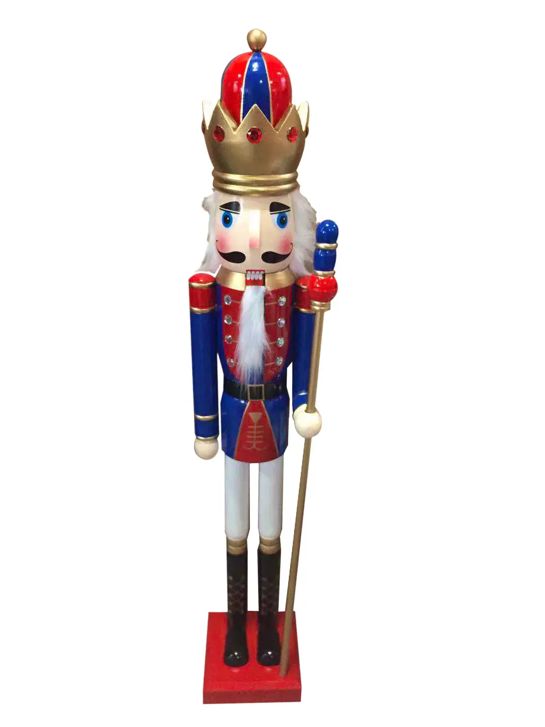 180cm Blue & Red Coat Nutcracker with Crown & Sceptre