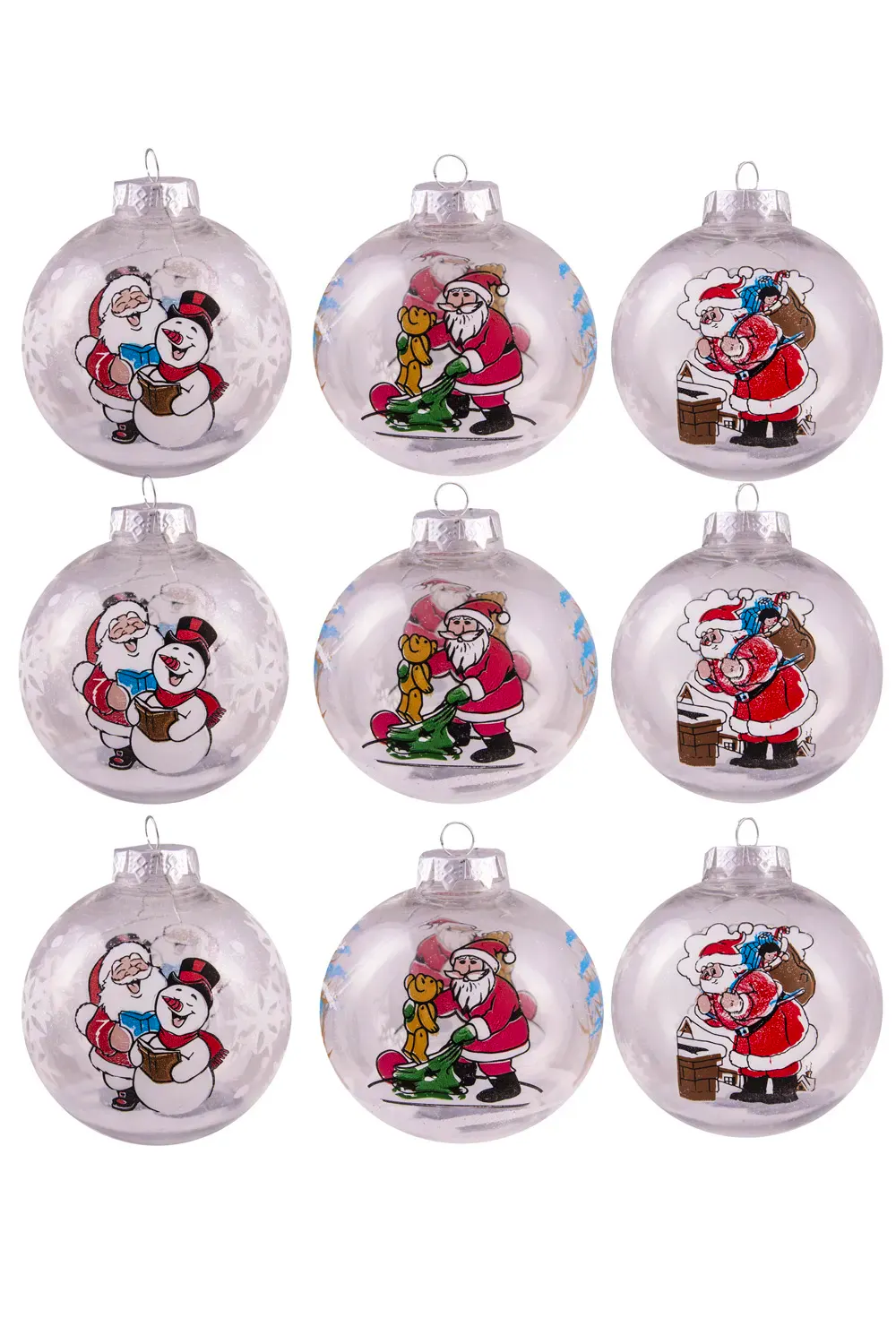 10cm Hand Painted Shatterproof Bauble Design 40 (9 pack)