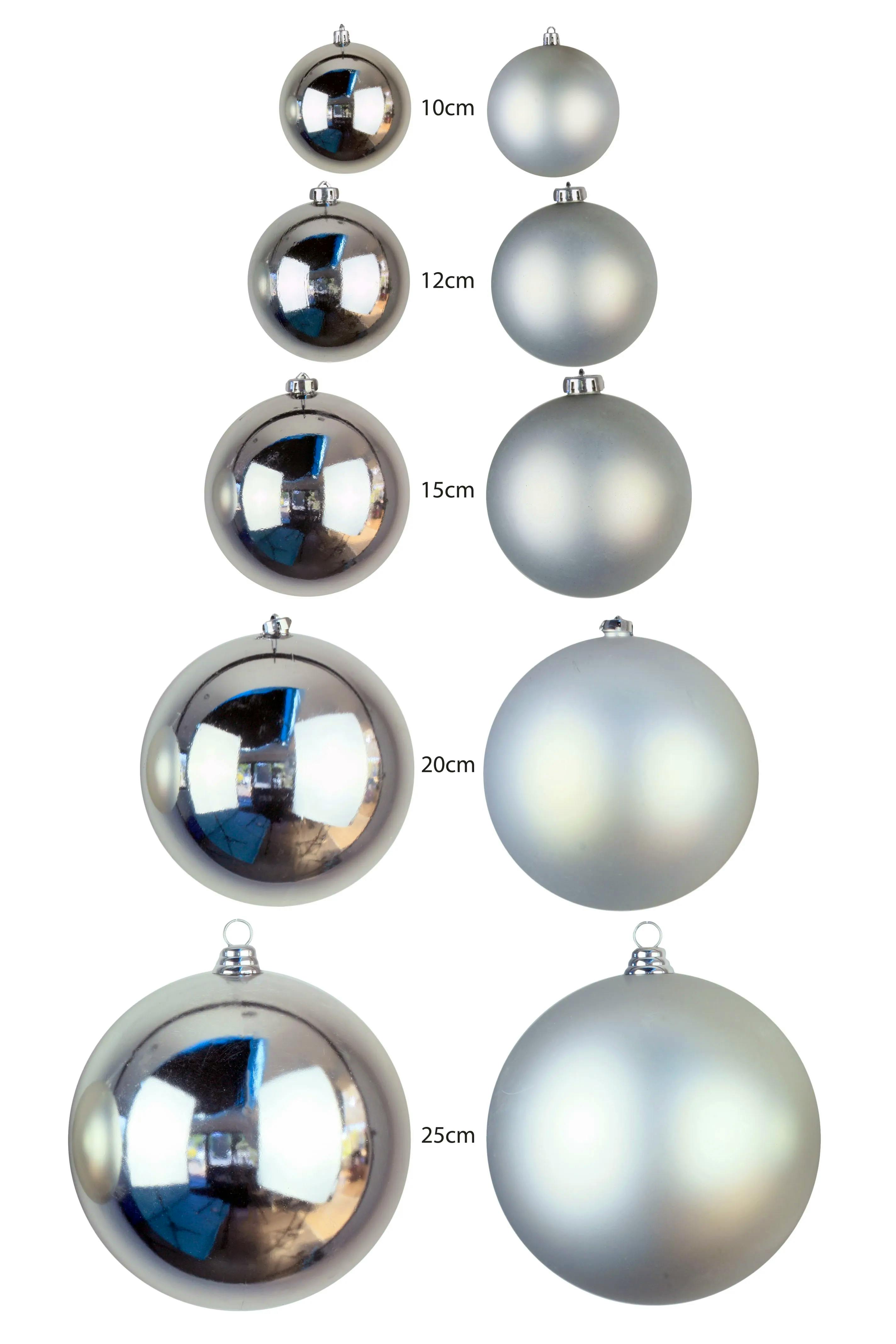 10cm Silver Shatter Proof Baubles (6 Pack)