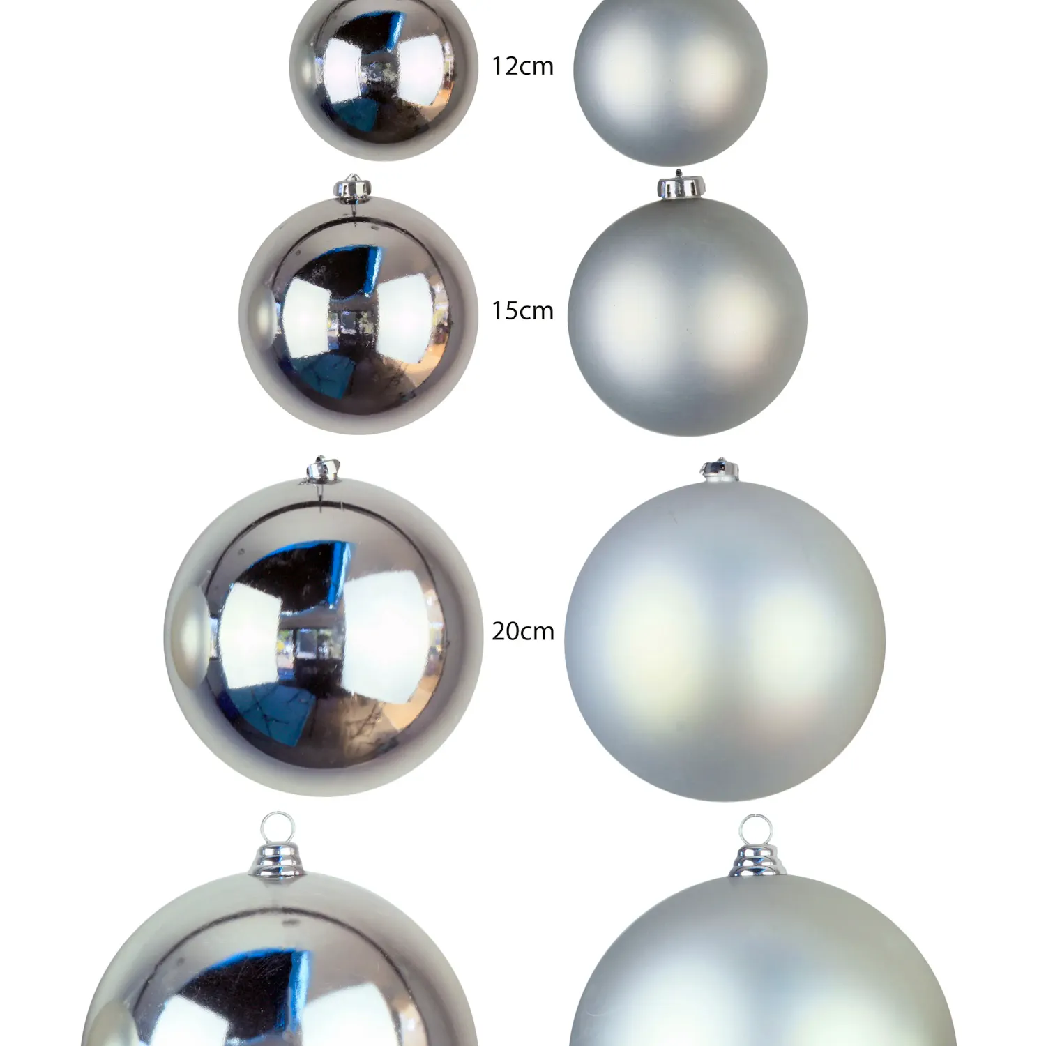 10cm Silver Shatter Proof Baubles (6 Pack)