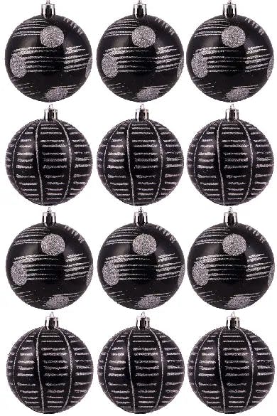 6cm Hand Painted Shatterproof Bauble Design 6 (12 Pack)