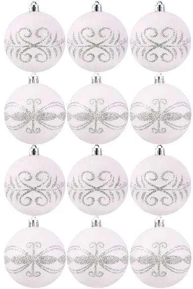 6cm Hand Painted Shatterproof Bauble Design 7 (12 Pack)