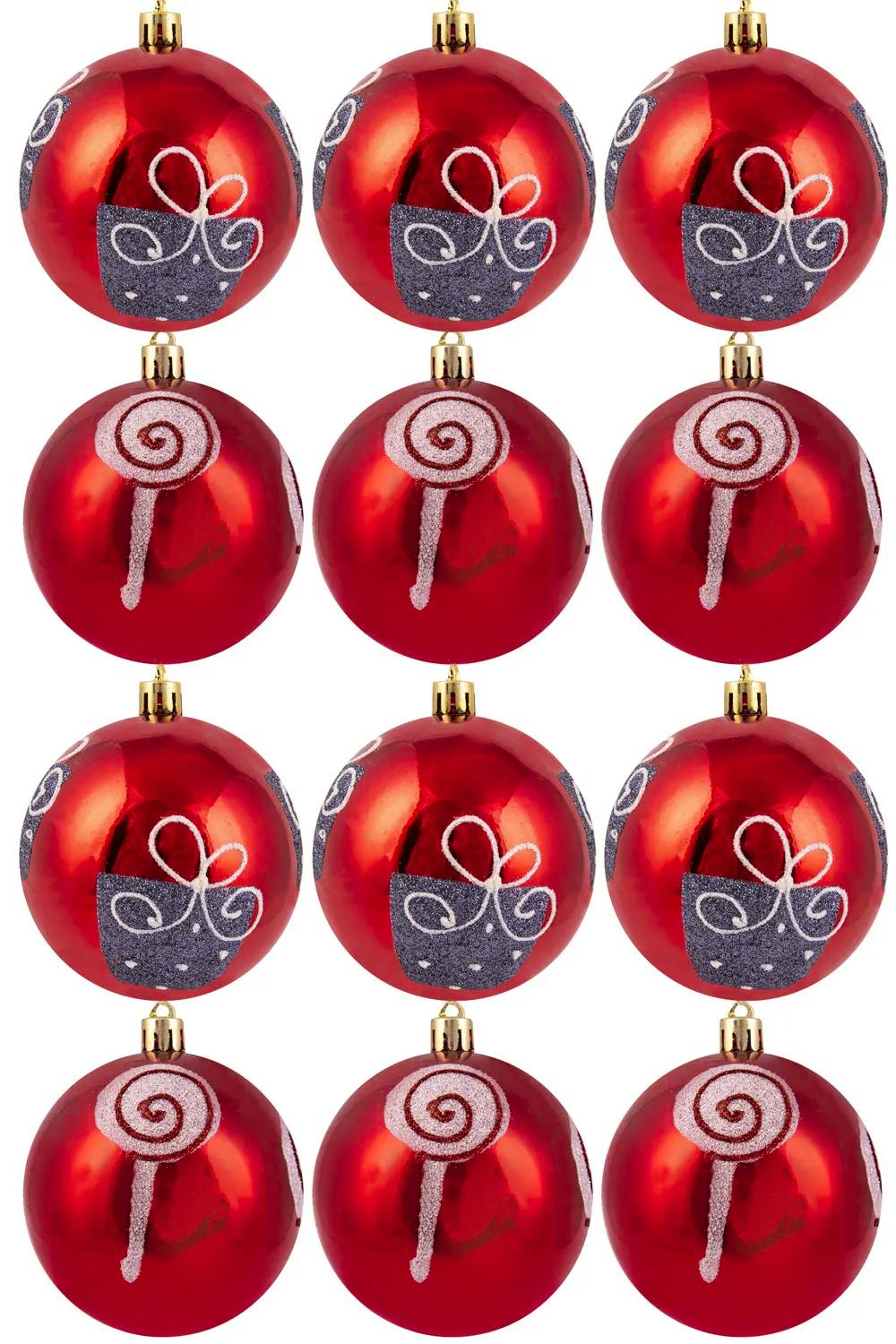 6cm&#x20;Hand&#x20;Painted&#x20;Shatterproof&#x20;Bauble&#x20;Design&#x20;8&#x20;&#x28;12&#x20;Pack&#x29;