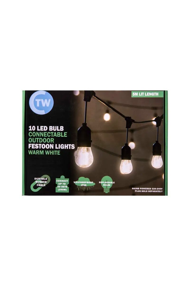 30m 60 Large Bulb Connectable Outdoor Festoon Lights (Warm White)
